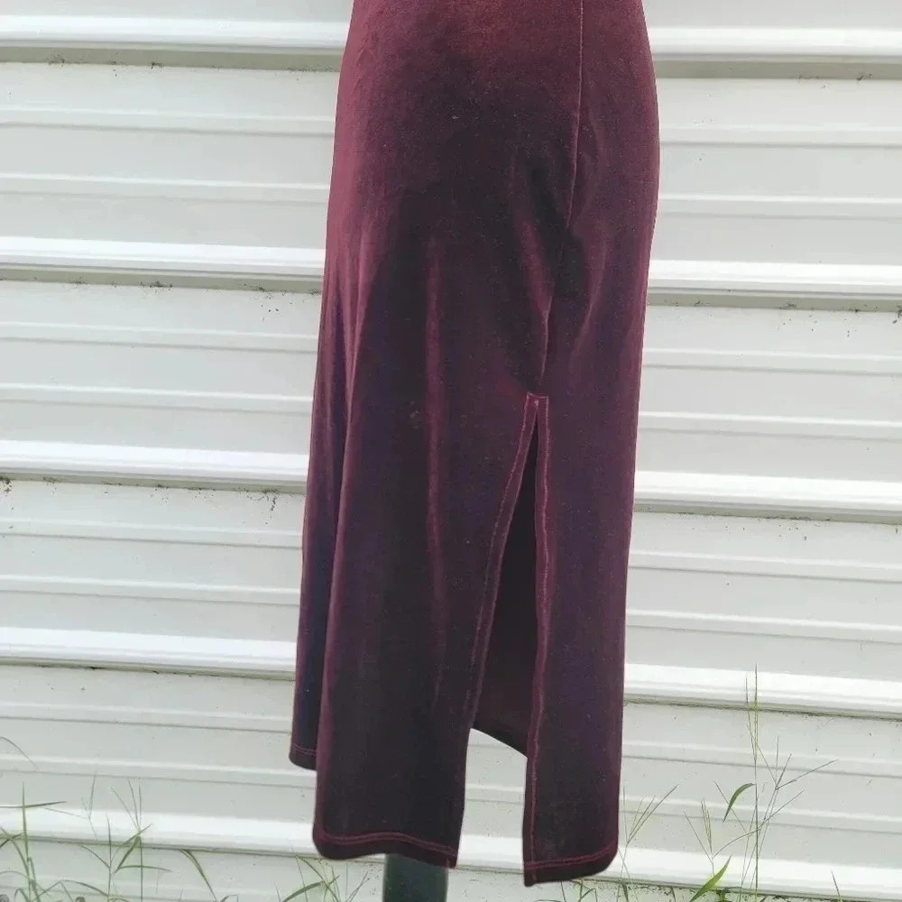 S&G Sac See Girl Soft Velvet Sleveless Burgundy Red Dress Womens Sz S - Picture 7 of 8